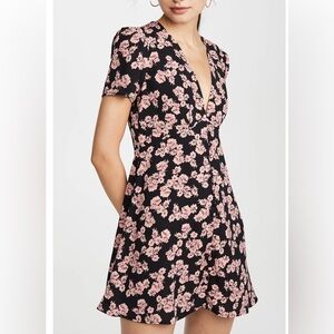 Re:named Black floral mini dress
